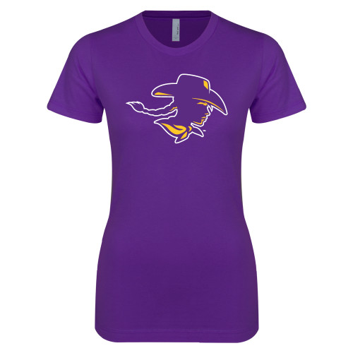  Next Level Womens Purple Boyfriend Tee - Cowgirl Head