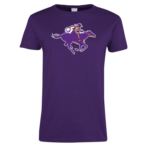  Womens Purple Short Sleeve Tee - Cowgirl Riding