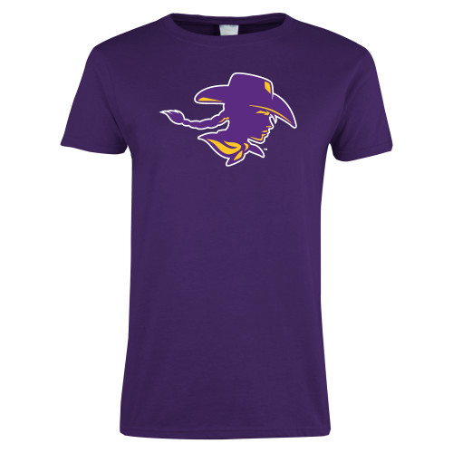  Womens Purple Short Sleeve Tee - Cowgirl Head