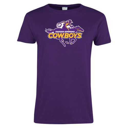  Womens Purple Short Sleeve Tee - Primary Logo Distressed