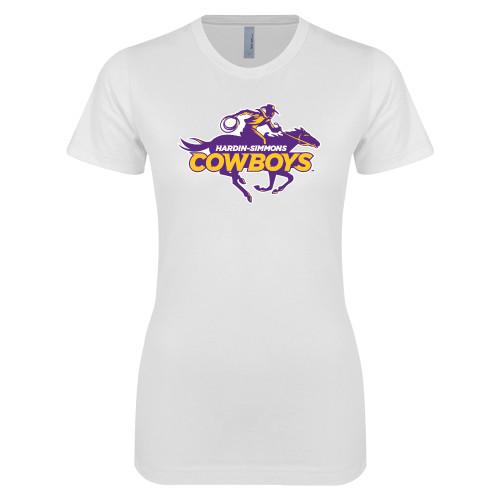  Next Level Womens White Boyfriend Tee - Primary Logo