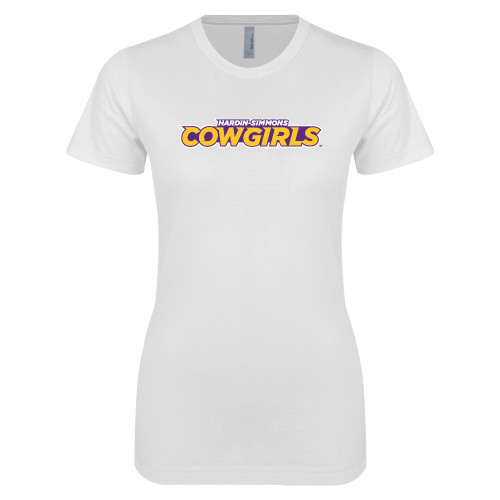 Hardin Simmons Next Level Womens White Boyfriend Tee