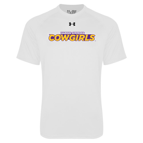  Under Armour White Tech Tee - Hardin-Simmons Cowgirls