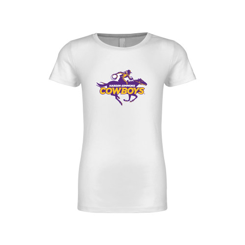  Next Level Girls White Fashion Fit T Shirt - Primary Logo