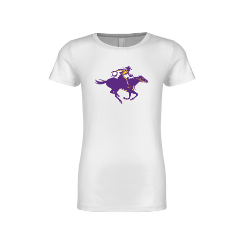  Next Level Girls White Fashion Fit T Shirt - Cowgirl Riding