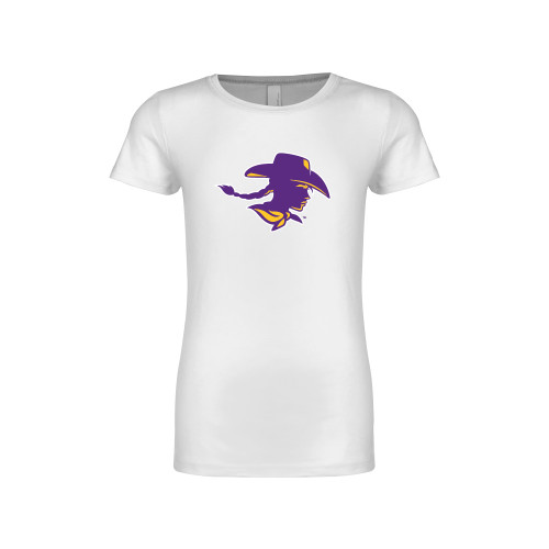  Next Level Girls White Fashion Fit T Shirt - Cowgirl Head