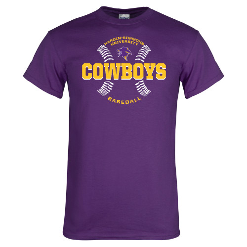  Purple T Shirt - HSU Cowboys Baseball w/ Seams