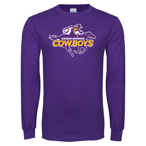  Purple Long Sleeve T Shirt - Primary Logo Distressed