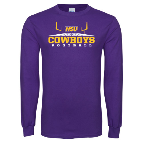  Purple Long Sleeve T Shirt - Cowboys Football w/ Field
