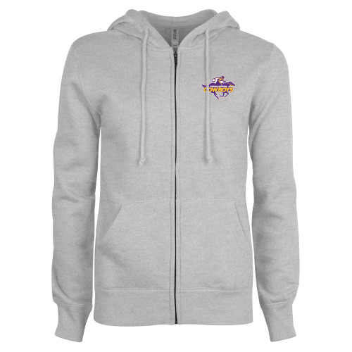  ENZA Womens Grey Fleece Full Zip Hoodie - Primary Logo