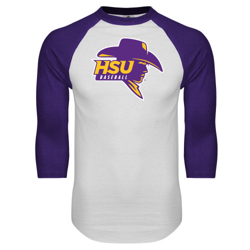  White/Purple Raglan Baseball T Shirt - Baseball