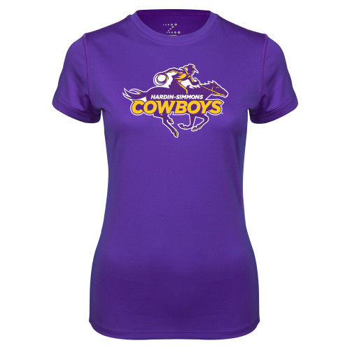  Womens Purple Performance Tee - Primary Logo
