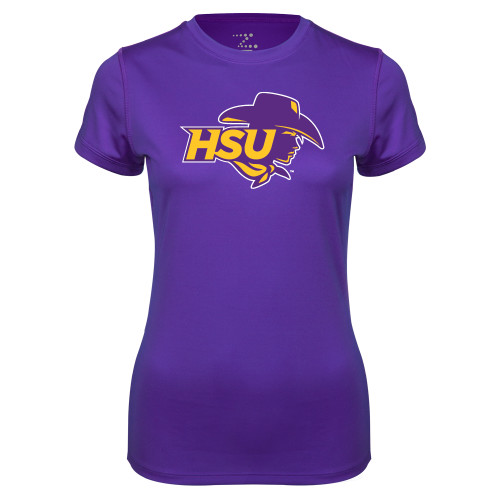  Womens Purple Performance Tee - HSU Cowgirl