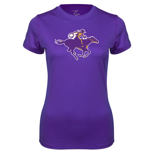  Womens Purple Performance Tee - Cowgirl Riding