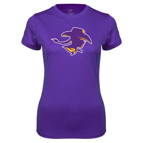  Womens Purple Performance Tee - Cowgirl Head