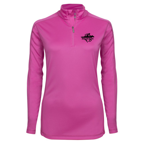  Syntrel Womens Raspberry Interlock 1/4 Zip - Primary Logo