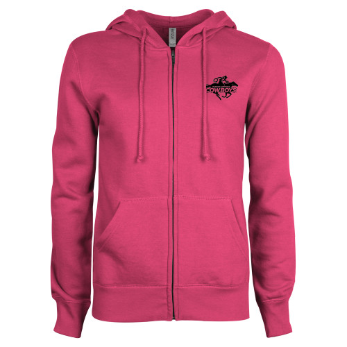  ENZA Womens Fuchsia Fleece Full Zip Hoodie - Primary Logo