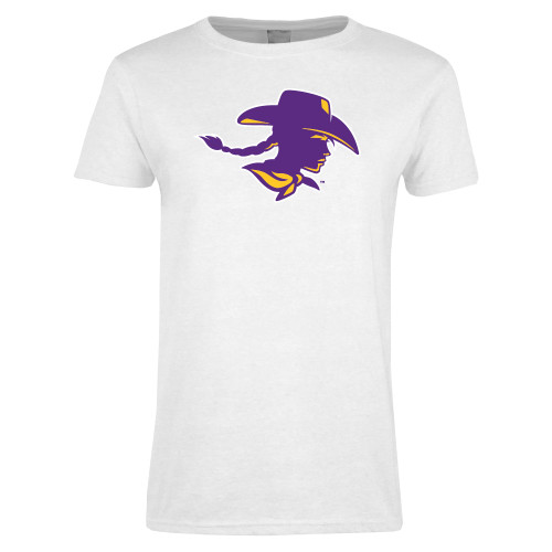  Womens White Short Sleeve Tee - Cowgirl Head