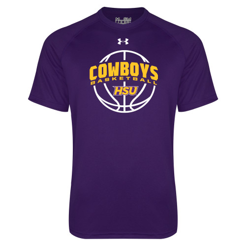  Under Armour Purple Tech Tee - HSU Cowboys Basketball w/ Ball