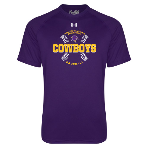  Under Armour Purple Tech Tee - HSU Cowboys Baseball w/ Seams