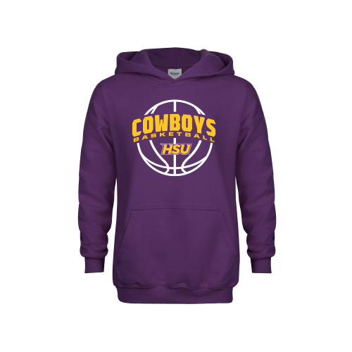  Youth Purple Fleece Hoodie - HSU Cowboys Basketball w/ Ball