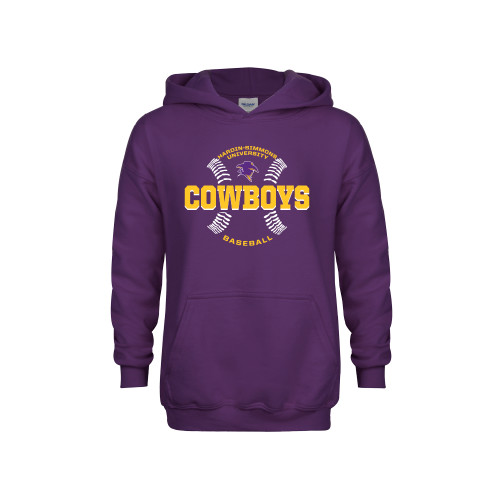  Youth Purple Fleece Hoodie - HSU Cowboys Baseball w/ Seams