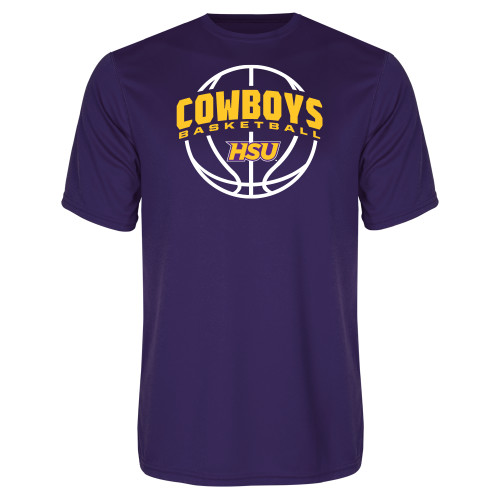  Purple Performance Tee - HSU Cowboys Basketball w/ Ball