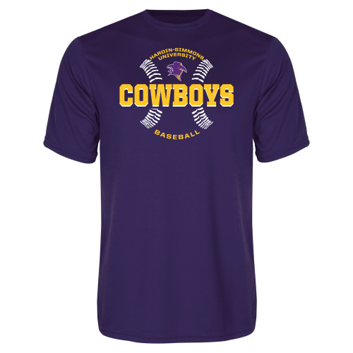  Purple Performance Tee - HSU Cowboys Baseball w/ Seams