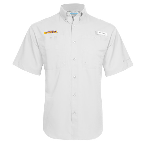  Columbia White Tamiami Performance Short Sleeve Shirt - Hardin-Simmons Cowgirls