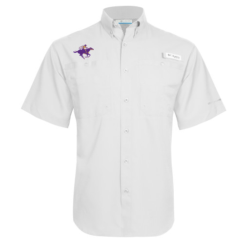  Columbia White Tamiami Performance Short Sleeve Shirt - Cowgirl Riding