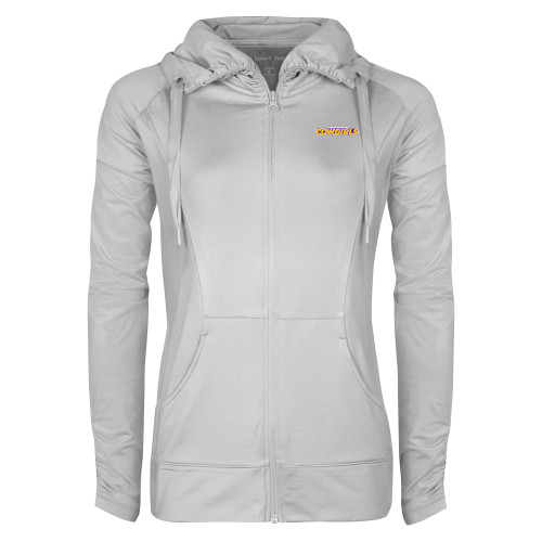  Womens White Sport Wick Stretch Full Zip Jacket - Hardin-Simmons Cowgirls
