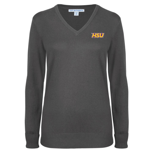  Womens Charcoal Heather VNeck Sweater - HSU