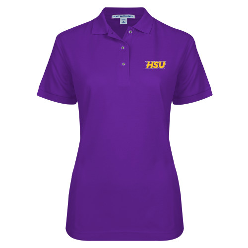  Womens Silk Touch Purple Pique Polo - HSU