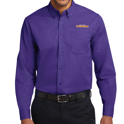  Purple Twill Button Down Long Sleeve - Hardin-Simmons Cowgirls