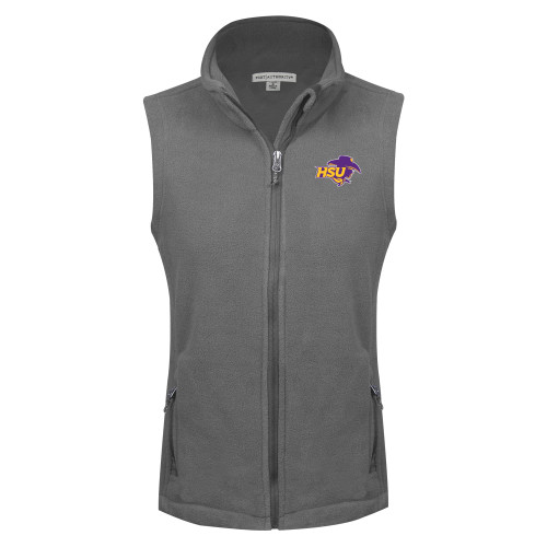  Womens Charcoal Fleece Full Zip Vest - HSU Cowgirl