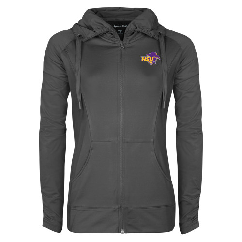  Womens Charcoal Sport Wick Stretch Full Zip Jacket - HSU Cowgirl
