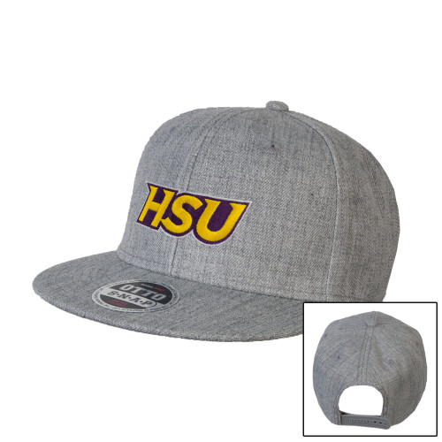  Heather Grey Wool Blend Flat Bill Snapback Hat - HSU