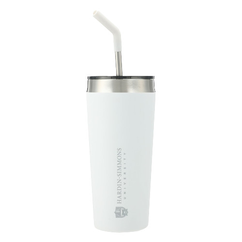  Faye White Vacuum Tumbler w/ Stainless Steel Straw 20 oz - Hardin Simmons University Horizontal Engraved