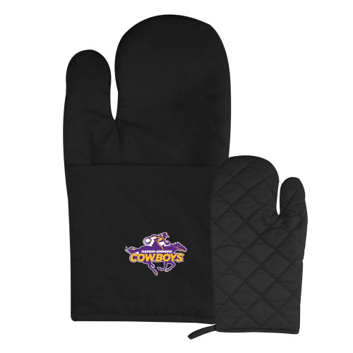  Quilted Canvas Black Oven Mitt - Primary Logo