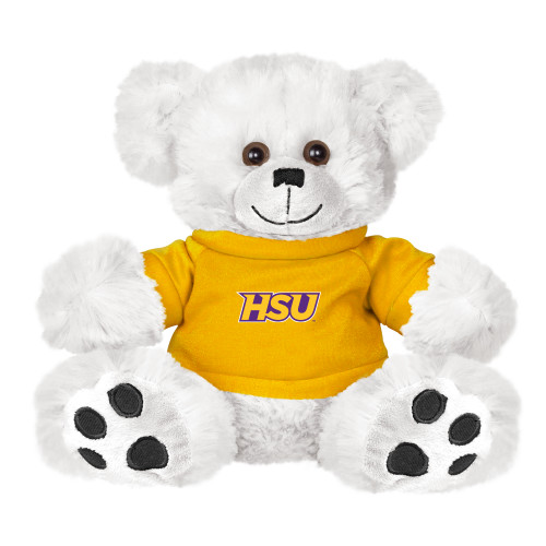  Plush Big Paw 8 1/2 inch White Bear w/Gold Shirt - HSU