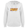 Thumbnail image for  ENZA Womens White V Notch Raw Edge Fleece Hoodie