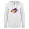 Thumbnail image for  ENZA Womens White V Notch Raw Edge Fleece Hoodie