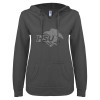 Thumbnail image for  ENZA Womens Dark Heather V Notch Raw Edge Fleece Hoodie