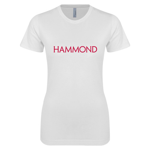  Next Level Womens White Boyfriend Tee - Hammond Logotype