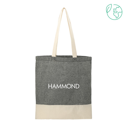  Split Recycled Black Cotton Twill Convention Tote - Hammond Logotype