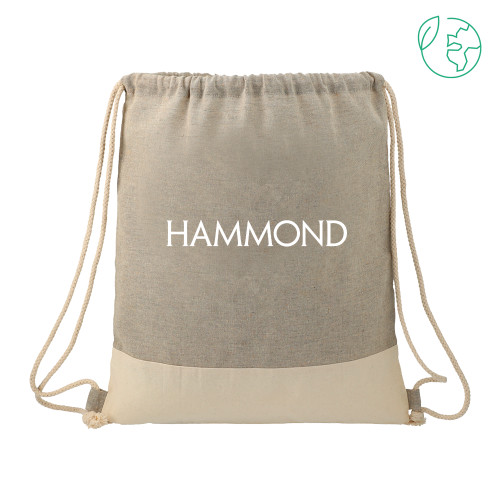  Split Recycled Cotton Grey/Natural Drawstring Bag - Hammond Logotype