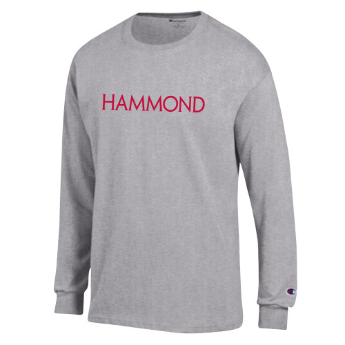  Champion Oxford Grey Long Sleeve T Shirt - Hammond Logotype