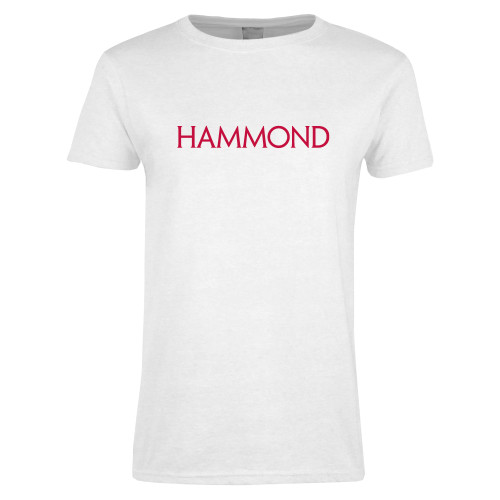  Womens White Short Sleeve Tee - Hammond Logotype
