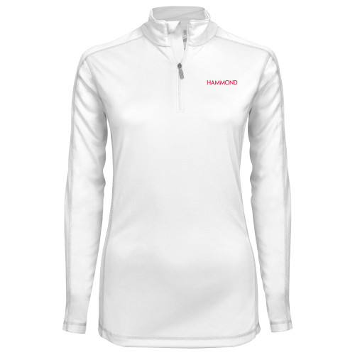  Syntrel Womens White Interlock 1/4 Zip - Hammond Logotype