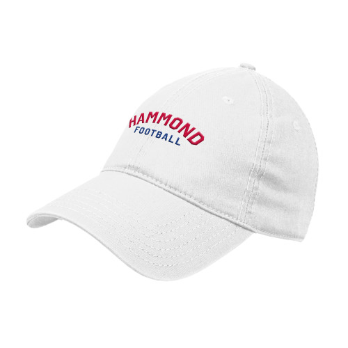  White Unstructured Adjustable Low Profile Hat - Arched Hammond Football